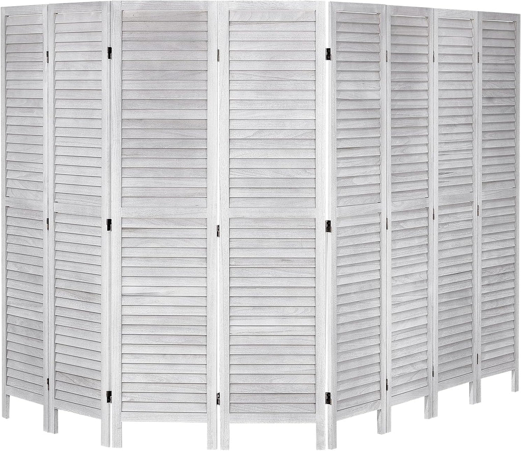 VEVOR Wood Room Divider, 8 Panel Wood Folding Privacy Screen, 66.9 Inches Tall Indoor Louvered Wooden Partition, Portable Decoration Screen, for Room Separation, Home, Office, Restaurant & Bedroom