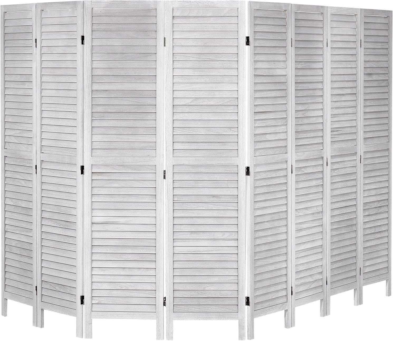 VEVOR Wood Room Divider, 8 Panel Wood Folding Privacy Screen, 66.9 Inches Tall Indoor Louvered Wooden Partition, Portable Decoration Screen, for Room Separation, Home, Office, Restaurant & Bedroom
