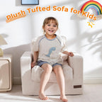MAXYOYO Kids Bean Bag Chair, Upholstered Bean Bag Sofa Cloud Seat | Boneless Couch with Tufted Cushion & Pillows, Kids Sofa in A Box, No Assembly Required, Beige, Single