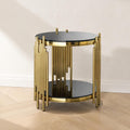 Modern Round End Table Gold Side Table with Glass Top Living Room