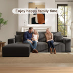 2 Square Cloud Footstool for Living Room, No Assembly Modular Corduroy Convertible Seat, Modern Boneless Style Sofa Accessory for Lounge or Bedroom