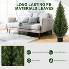 Artificial Cedar Trees 3FT Faux Cedar Topiary Evergreen Plants UV Resistant Outdoor Indoor Fake Cypress Pine Trees with Planter for Front Porch Entryway Patio Garden Home Decor Set of 2