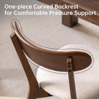 100% Solid Wood Upholstered Dining Chairs, Mid Century Modern Oak Dining Chairs with Curved Back Design with Butterfly Wing Shape for Kitchen, Dining Room, Restaurant (6, Walnut Color-Beige Cushion)