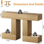 47.24-Inch Console Table, Farmhouse Sofa Table Behind Couch with Storage, Industrial Entryway Table for Living Room, Hallway, Entrance & Foyer, Natural Wood Finish