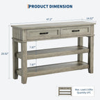 GarveeHome Entryway Table, Console Table with 2 Storage Drawers, 3 Tier Farmhouse Wooden Sofa Table, Hallway Tables for Entryway, Living Room, Rustic Grey