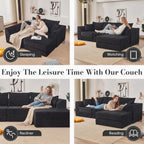 106” Modular Sectional Sofa,Modular Cloud Sofa L-Shaped Cloud Couch with High-Density Foam & Corduroy Fabric,Boneless Couch Deep Seat Couch for Living Room Apartments Bedroom No Assembly Required