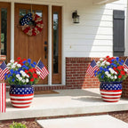 12 Pcs Red White Blue Artificial Flower Outdoor UV Resistant Petunias Patriotic Silk Flower 4th of July Decor USA Independence Short Stem Faux Cemetery Flowers Pot Window Garden 250 Anniversary Decor