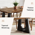 Tribesigns Large Dining Table for 6-8 People, 70.9-Inch Wood Rustic Rectangular Table with Black Wooden Legs, Farmhouse Center Kitchen Table for Dining Room, Living Room, Home Furniture (Dark Brown)