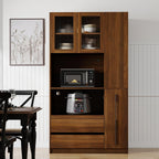 Jmyab 70.87" Tall Kitchen Pantry Cabinet, Kitchen Pantry with 4-Tier Side Shelf and 2 Drawers, Freestanding Storage Cabinet with Microwave Stand for Dining Room, Walnut