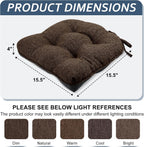 Basic Beyond Chair Cushions for Dining Chairs 6 Pack, Kitchen Chair Cushion with Ties and Non Slip Backing, 15.5 x 15.5 inches Tufted Chair Pads for Dining Chairs, Brown
