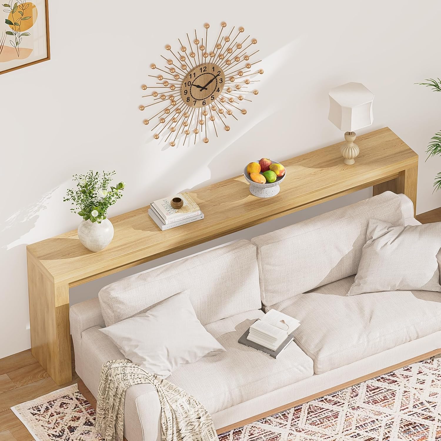 Extra Long Console Table for Entryway, 70.9-Inch Farmhouse Wood Behind Couch Table, Modern Entryway Rectangular Console Table for Entrance, Living Room, Hallway, Foyer (Natural)