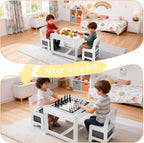 Pterying Wood Toddler Table and Chair Set - Kids Table and Chairs with Detachable Tabletop & Storage Drawers, Kids Furniture Set for Crafts, Arts, Drawing, Learning