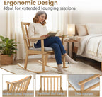 Giantex Rocking Chair with Cushion, Solid Rubber Wood Rocker w/Slatted High Back & Padded Seat, Indoor Rustic Accent Armchair for Living Room, Bedroom, Study, Nursery, Patio, Natural (1)