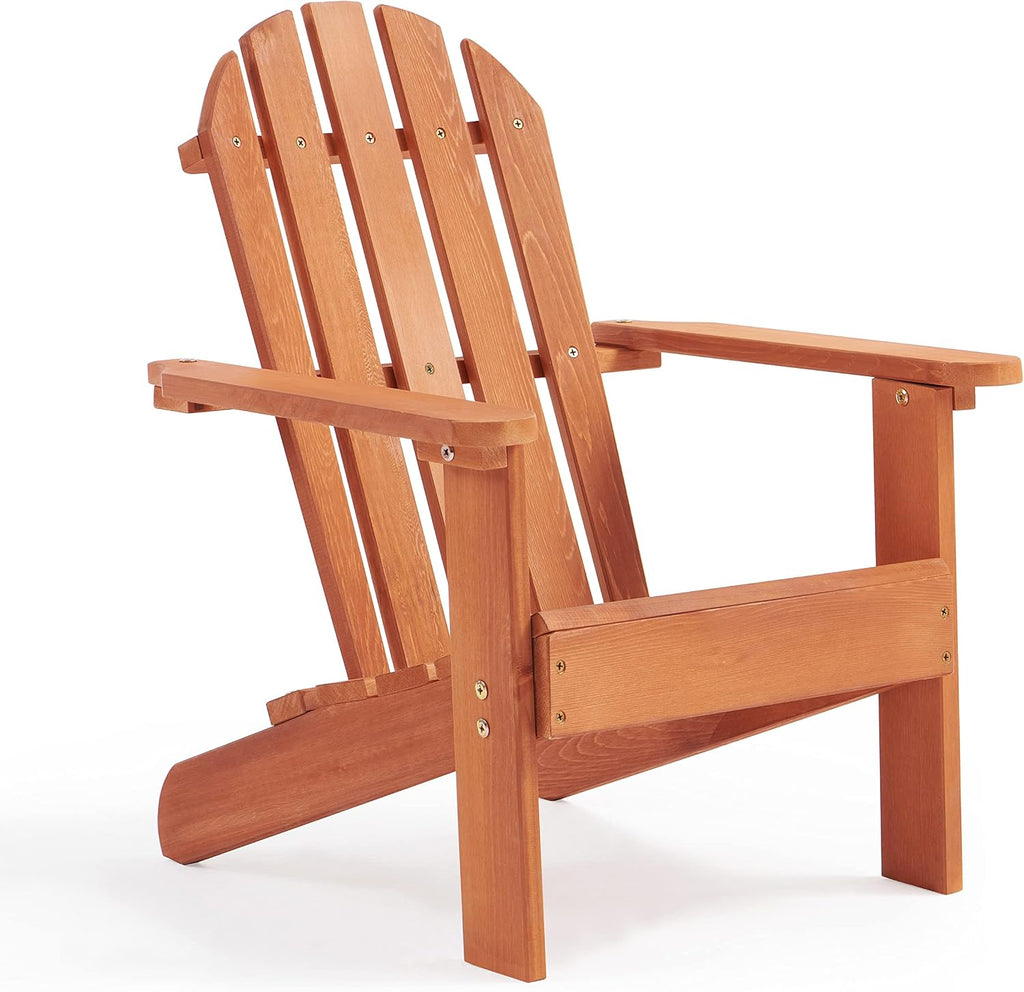 Mederra Wooden Kid's Adirondack Chair for Indoor and Outdoor, Natural Cedar Patio Lounge Chiar for Kids