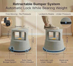 Rolling Step Stool with Wheels, 330lbs Capacity, Non-Slip Platform & Retractable Casters,Round Kick Stool for Library,Kitchen,Office,Garage,Portable for Adults/Seniors/Kids（LightGray）