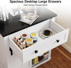Real Relax Coffee Bar Cabinet, Farmhouse Sideboard Buffet Cabinets with Storage, Wine Glass Rack, Sliding Barn Door, Buffet Table for Kitchen, Dining Room, Entryway, White