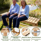 Outdoor Garden Bench, Solid Wood Patio Park Bench All-Weather 2-Person Seat Backless Bench, Anti-Corrosion Anti-Rust Garden Benches for Deck, Porch, Poolside, Yard & Balcony (Black, 35.5 in)