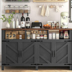 knoworld 55'' Farmhouse Buffet Sideboard with Storage, 4 Doors & Shelves, Large Wood Kitchen Storage Cabinet, Coffee Bar Buffet Table for Kitchen, Dining Room, Entryway