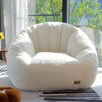 Giant Bean Bag Chair for Adults, Teens and Kids, Cozy Fluffy Corduroy Beanbag Chair with Filler, Large Floor Lounge Sofa for Living Room, Bedroom, Dorm, Gaming and Reading(XL-Ivory)