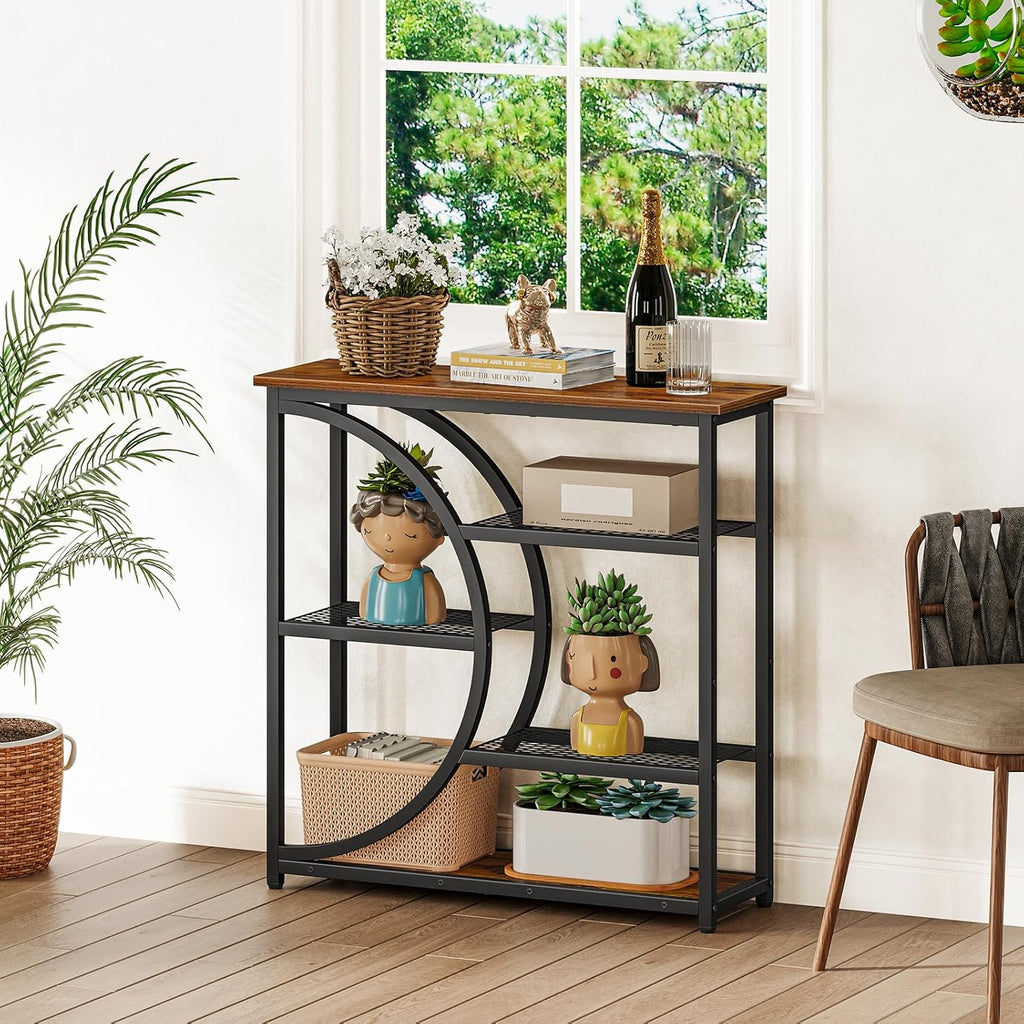 Snughome Entryway Table, Narrow Console Table, Industrial Sofa Table with 5 Tier Storage Shelves, Entrance Table for Hallway, Behind The Couch, Living Room, Foyer