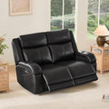 Watson & Whitely Genuine Leather Power Loveseat Recliner Sofa, 2 Seat Wall Hugger Reclining Sofa with Power Headrest & Charging Ports, Dual Recliner Sofas for Living Room, RV, Black