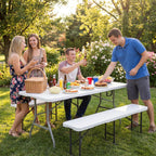 Byliable Folding Table 6ft, Heavy Duty Portable Plastic Fold-in-Half Utility Table with Carrying Handle for Indoor Outdoor, Camping Picnic Party, White