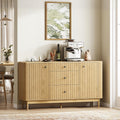 59" Buffet Cabinet with Drawers, Large Fluted Sideboard Buffet Storage Cabinet with Charging Station, Shelves and Doors, Modern Accent Coffee Bar Console Table for Kitchen, Entryway and Living Room