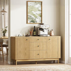59" Buffet Cabinet with Drawers, Large Fluted Sideboard Buffet Storage Cabinet with Charging Station, Shelves and Doors, Modern Accent Coffee Bar Console Table for Kitchen, Entryway and Living Room