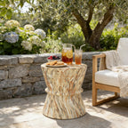 15.55" Hourglass Shape Side Table,Concrete Contemporary Lightweight Accent Table with Simulated Stone Texture,End Table for Living Room,Garden,Outdoor,Indoor,Amber