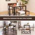 Giantex Dining Table Set for 4, Kitchen Table with Bench and Chairs, Industrial Gathering Bench Dining Set W/Metal Frame & Storage Rack, Dinette Set, Modern Functional Desk Set (Rustic Brown)
