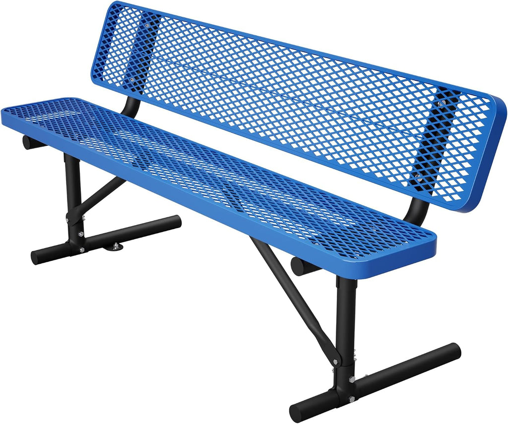 ZeHuoGe 72" Heavy Duty Metal Picnic Bench for 3-4 Adults, 882 LBS Outdoor Bench with Diamond Mesh Top – for Garden, Patio, Park, School, Commercial