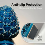 Blue Ceramic Artichoke Statue | Unique Artisanal, Decorative Sculpture, For Living Room, Office, Bookshelf