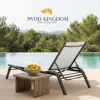 Patio Chaise Lounge Chairs Set of 6, All-Weather Aluminum Pool Loungers for Outside, 5-Position Adjustable Sunbathing Chairs for Tanning, Stackable for Backyard, Poolside, White