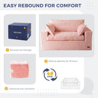 MAXYOYO 59" Bean Bag Sofa Couch, Loveseat Boneless Couch in a Box, Upholstered Small Mini Sofa with Deep Seating for Living Room Bedroom Office Apartment, No Assembly, Pink