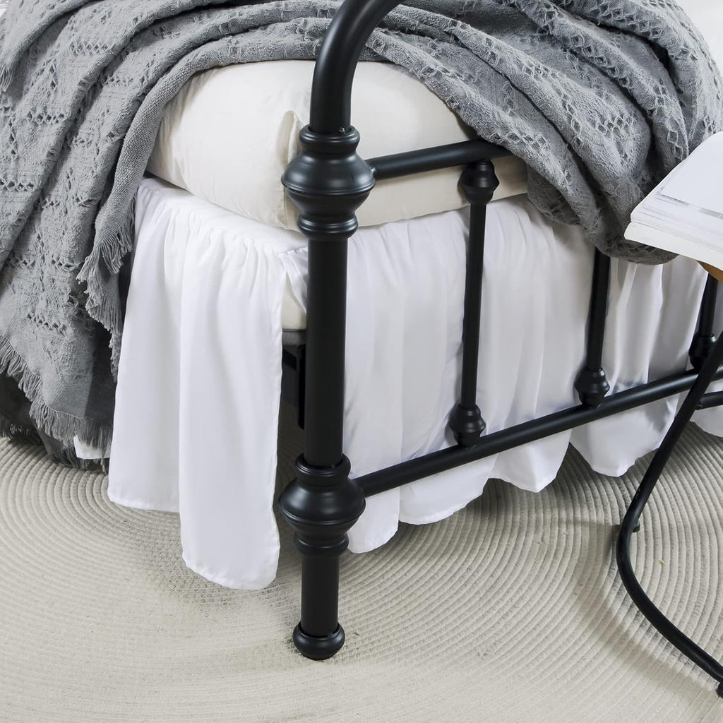 Bed Skirt Queen Size Ruffled Bed Skirt with Split Corners, 14 Inch Drop Dust Ruffle Bed Skirt with Platform, White