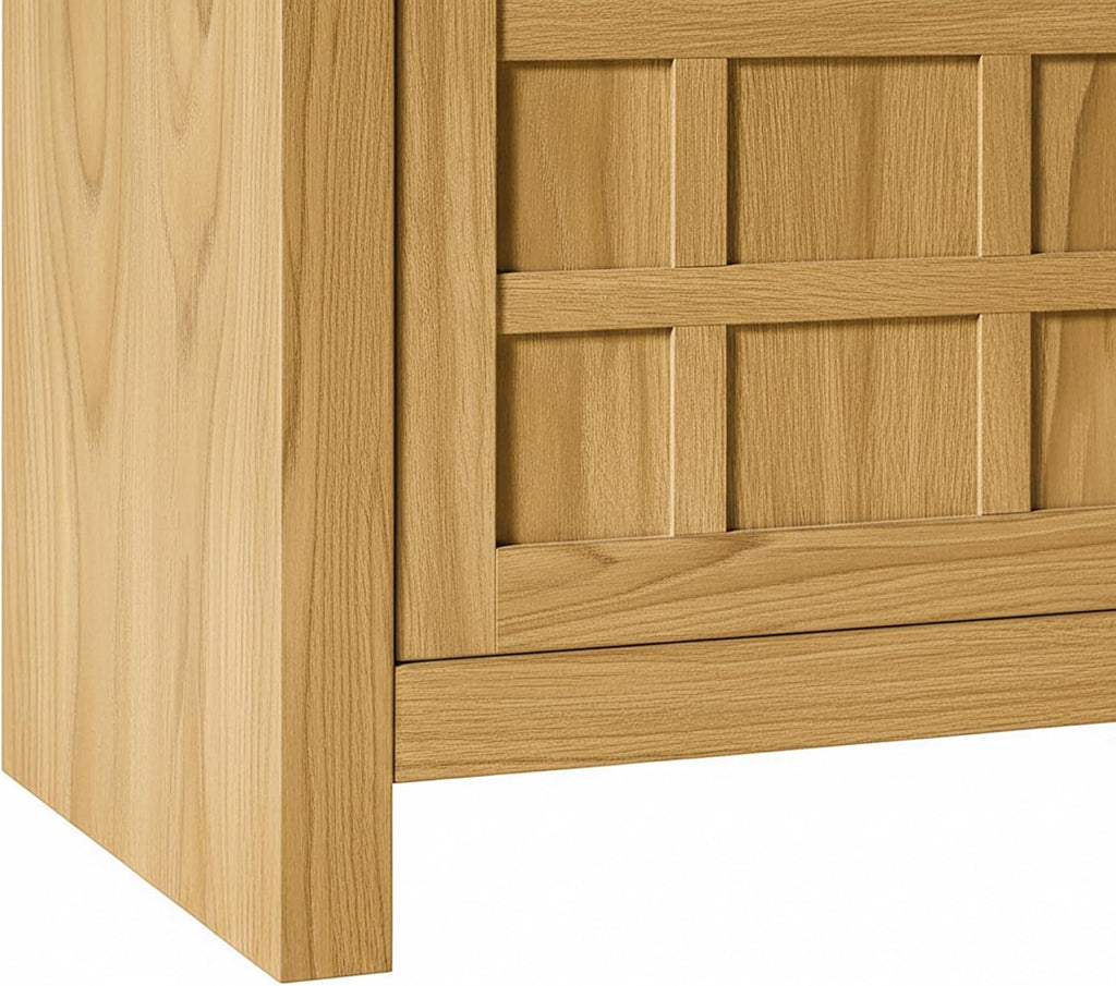 Walker Edison Booker Modern Sideboard/TV Stand with Adjustable Cabinets, 74 Inch, Heritage Oak