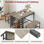 Garvee Dining Table Set for 4, Kitchen Table Set for 4 with 2 Benches, 3 Piece Dining Room Table Set for Small Space Apartment, Grey