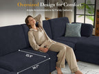 Oversized Modular Sectional Sofa, Blue 9 Seater Cloud U-Shaped Luxury Corner Sectional Couches for Living Room, Solid Wood Frame Sofa, Removable Washable Cover, Large chenille Deep Seat Couch
