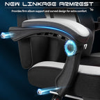 Big and Tall Gaming Chair for Adults, 330lbs Heavy Duty Computer Chair with Footrest, Video Game Chair, Massage Lumbar Support, Wide Seat High Back Reclining Desk Chair, White