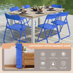 Karl home 6 Pcs Folding Chair, 300LBS Lightweight Foldable Plastic Chair, Reinforced Metal Frame Easy to Fold & Store for Indoor & Outdoor, Wedding, Party, Meeting Room, Patio and Garden, Blue