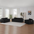 Boneless Sectional Sofa 3 Piece Set with Cup Holders & Side Pockets, Modern Corduroy Fabric Deep Seat Cloud Couch Living Room, Office, No Assembly (Black)