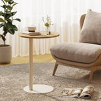 C Shaped Round End Table, Small Side Table for Couch,Tv Trays for Eating,Snack Sofa Tray Table with Metal Leg for Living Room, Bedroom, Bedside,and Office (Rustic Oak)