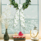 Whaline 2 Pcs Green Flower Wreath Sash for Front Door Chinoiserie Floral Garland Ribbon for Holiday Party Home Decor Indoor Outdoor