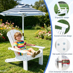 Kids Lounge Chair Outdoor, Toddler Wood Pool Lounger Chairs w/Canopy, Weather Resistant Outdoor Patio Lounge Chair for Beach, Backyard, Lawn(Green)
