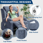GarveeLife Rocking Recliner Chair for Nursery Glider Recliner with Cup Holder Swivel Rocker with Upholstered Deep Seat Comfy Single Sofa for Living Room Blue