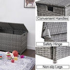Wicker Storage Trunk, 30 x 17 x 18 inches, 160L, Handwoven Wicker Chest with Stay-Open Lid, Supports 200 lbs, Grey
