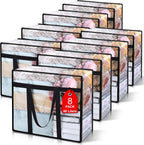 8Pack Clear Blanket Storage Bags, Vinyl Comforter Clothes Storage Closet Organizers and Storage Containers Moving Bags with Reinforced Handle for Bedding, Clothing, Comforters, Pillows, Toys,60L