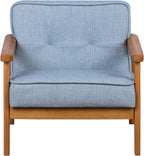 BabyLand Children Armchair, Single Kid Sofa Chair with Solid Wood Structure and Linen Fabric for Kid Gift (Light Blue)