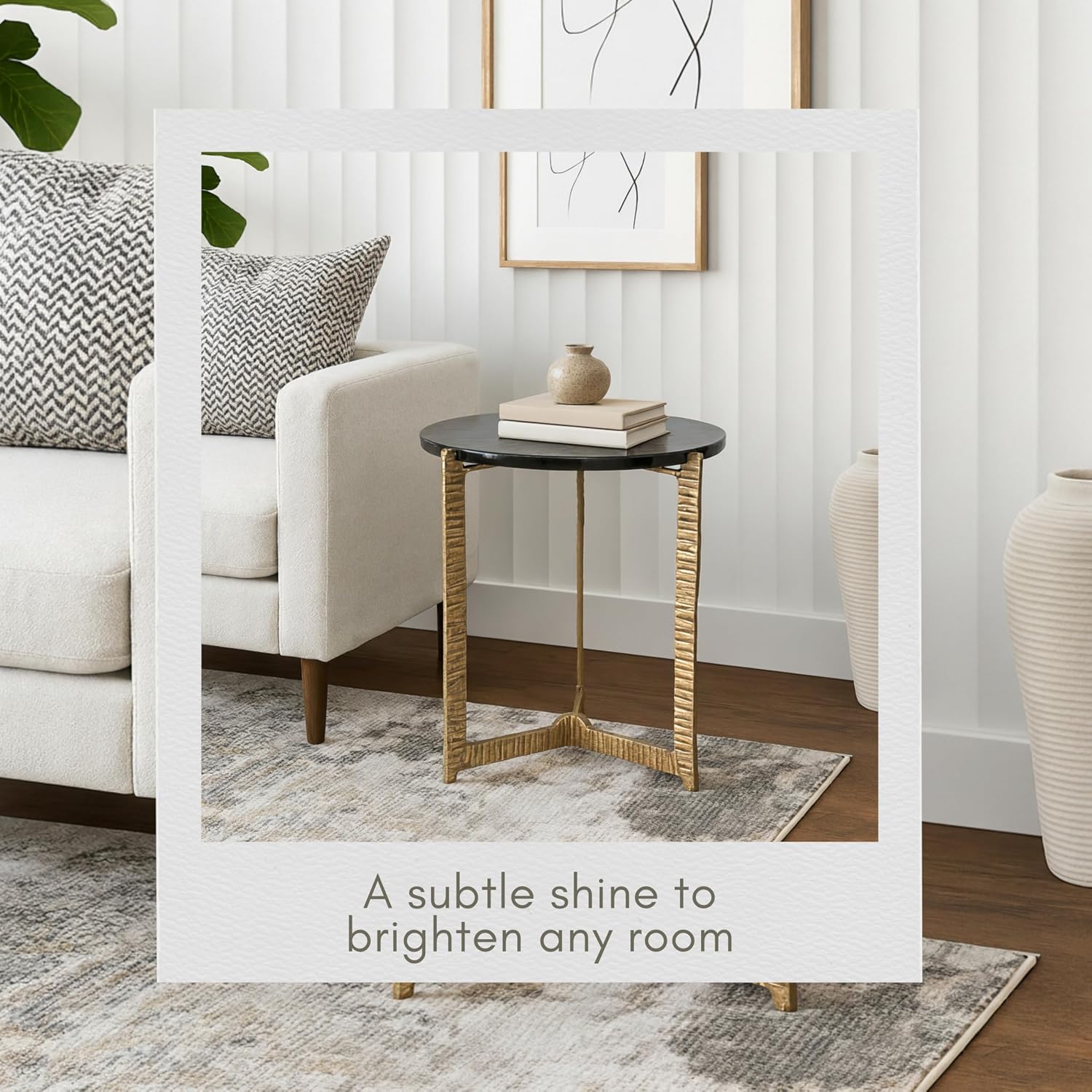 Metal Accent Table with Glass Top, Modern Round Side Table for Living Room and Bedroom, No Assembly Required, Indoor/Outdoor, Glass and Metal Home Decor, Living Room Accent Table – 18", Gold