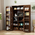 62.8" Tall Freestanding Kitchen Pantry Cabinet Farmhouse Buffet Cupboard Sideboard with Refrigerator-Style Door Storage Doors Walnut for Living Room Dining Room